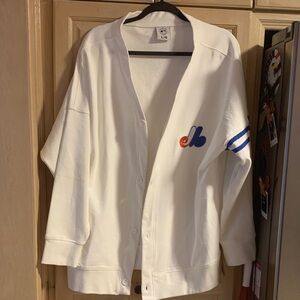 Montreal Expos Genuine Merchandise White Cardigan NWT size Large unisex